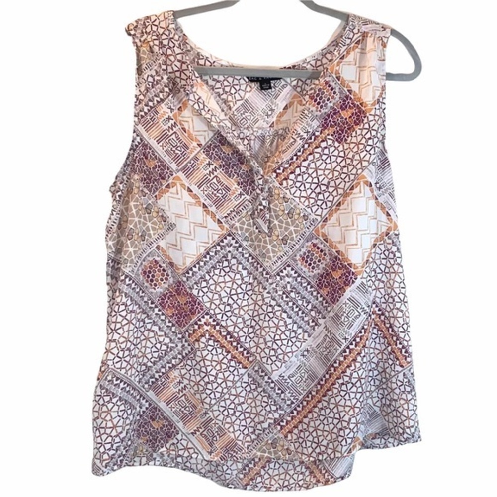 Zach & Rachel L white, yellow & tan sleeveless top